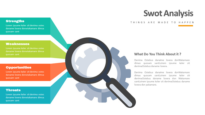 放大镜SWOT分析PPT素材-大怪兽分享