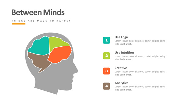 人头大脑四项PPT图形-大怪兽分享