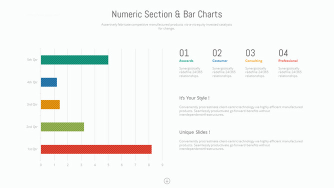 简约横向柱状图PPT素材-大怪兽分享