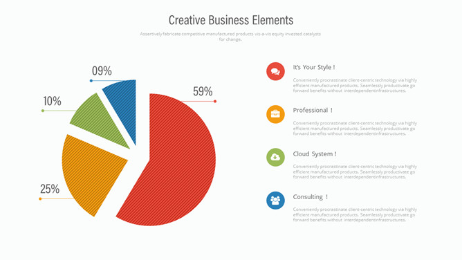 饼状饼形比例图PPT素材-大怪兽分享