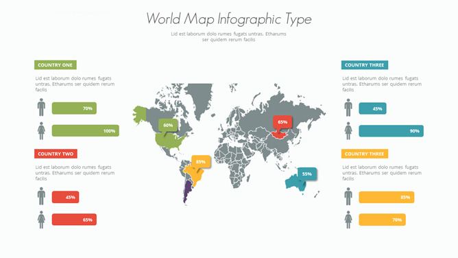 世界地图国家标记PPT素材-大怪兽分享