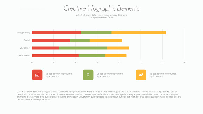 简洁三项条形图PPT素材-大怪兽分享