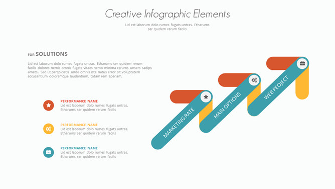 三项箭头并列关系PPT素材-大怪兽分享
