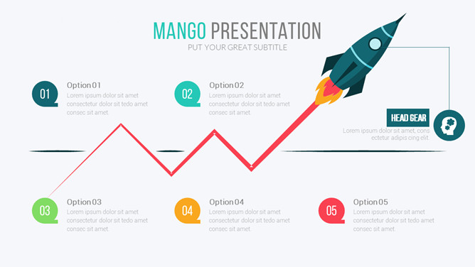 小火箭递进上升PPT图形-大怪兽分享