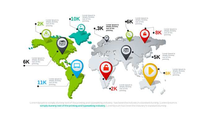 世界地图标记标点PPT素材-大怪兽分享
