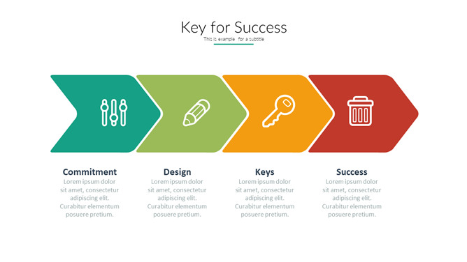 箭头关键要素罗列PPT图形-大怪兽分享