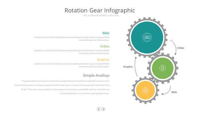 三项齿轮联动PPT图形素材-大怪兽分享