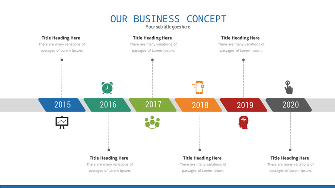 简洁时间线PPT图形素材-大怪兽分享