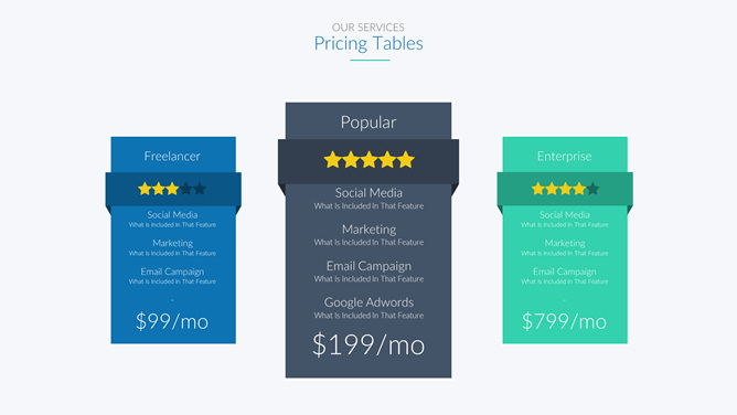 价格方案对比表格PPT模板-大怪兽分享