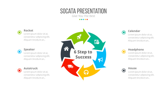 箭头旋转循环关系PPT图形-大怪兽分享