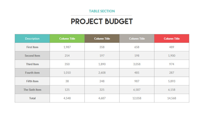 大方实用PPT表格素材-大怪兽分享