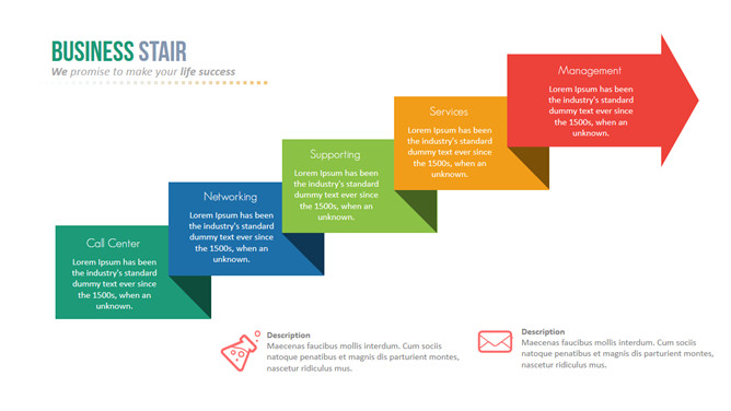折叠向上递进关系PPT图表-大怪兽分享