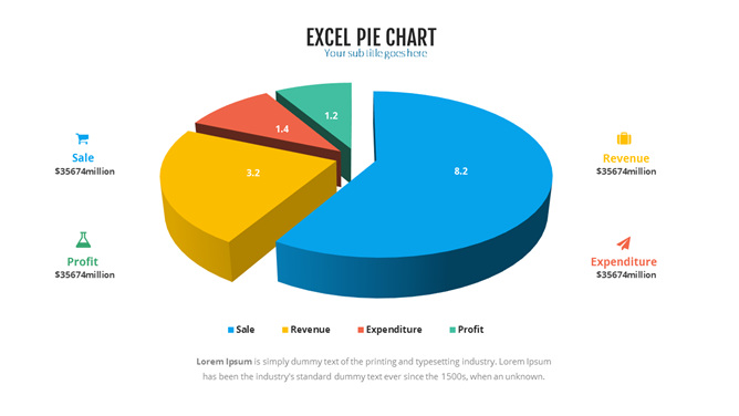 分离式立体饼图PPT素材-大怪兽分享