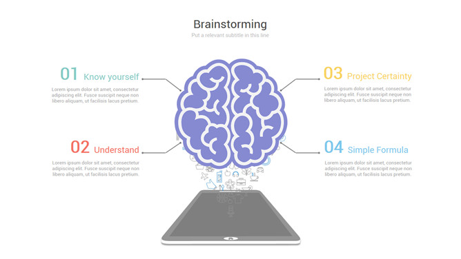大脑头脑风暴PPT图形素材-大怪兽分享