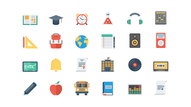 200个彩色矢量扁平化PPT小图标-大怪兽分享