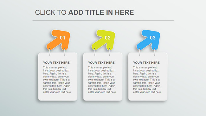 微立体箭头标签PPT文本框素材-大怪兽分享