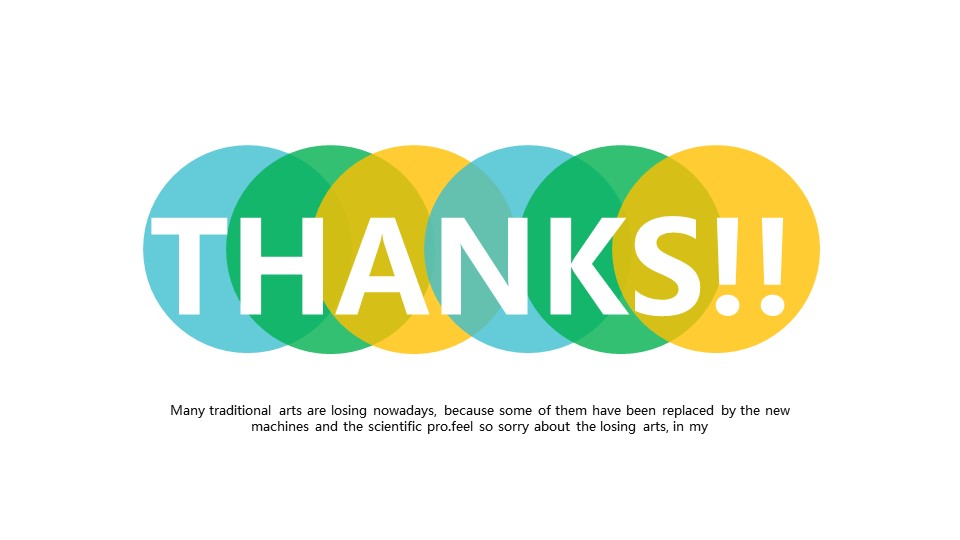 清新彩色圆形PPT结束页素材-大怪兽分享