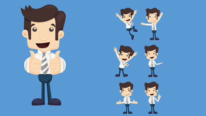 矢量卡通商务小人PPT素材-大怪兽分享