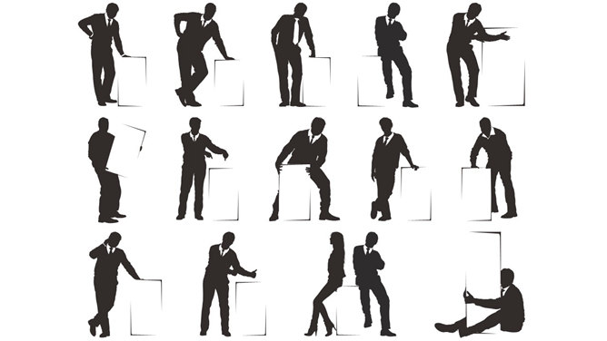 人物与白板剪影PPT图片素材-大怪兽分享