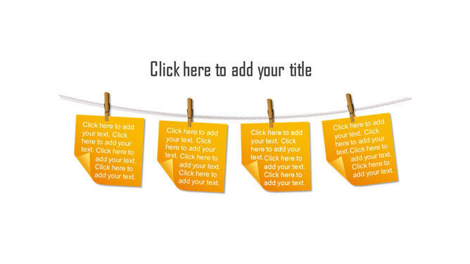 夹子晾晒便签效果PPT文本框-大怪兽分享