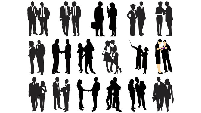 沟通合作团队剪影PPT素材-大怪兽分享