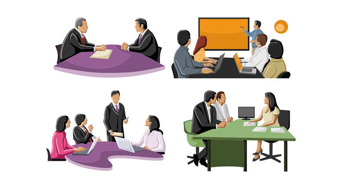 开会团队人物剪影PPT图片素材-大怪兽分享