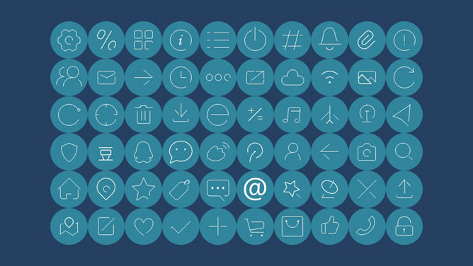 60个可编辑简约线条PPT图标-大怪兽分享