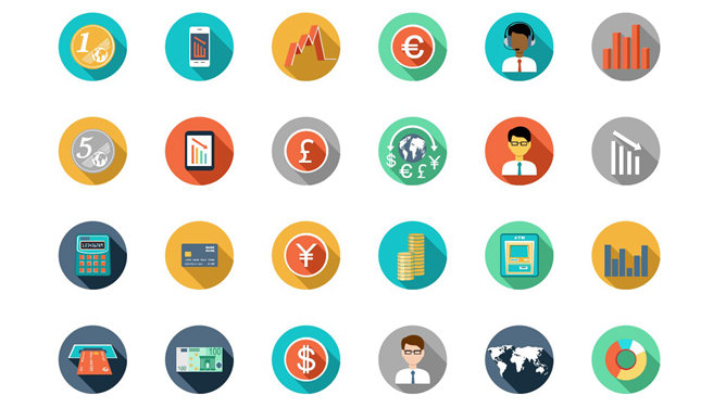 50个圆形扁平化PPT小图标-大怪兽分享