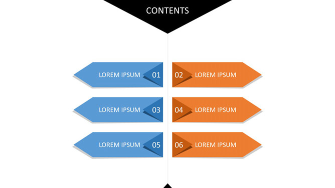 两列立体箭头PPT目录模板-大怪兽分享