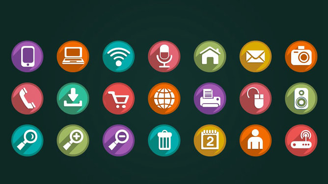 圆形扁平化长阴影PPT小图标-大怪兽分享