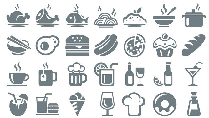 食物水果饮料餐具PPT小图标-大怪兽分享