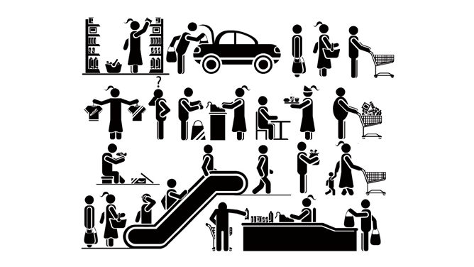 买东西购物消费剪影PPT素材-大怪兽分享