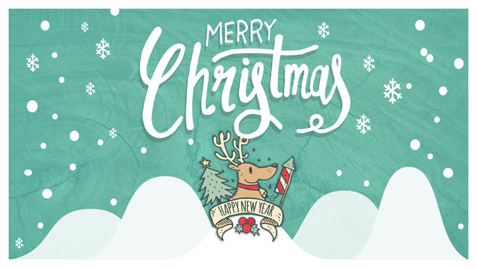 可爱卡通圣诞节PPT模板-大怪兽分享