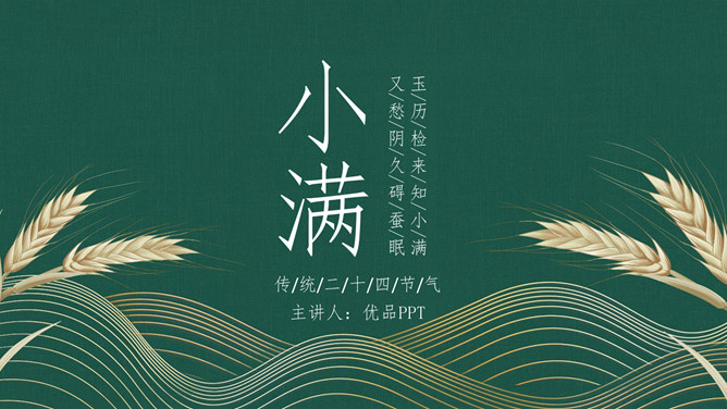 麦穗小满节气主题PPT模板-大怪兽分享