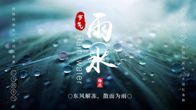 水珠雨水节气介绍PPT模板-大怪兽分享