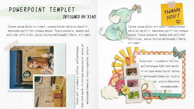 唯美设计感女生手帐风PPT模板-大怪兽分享