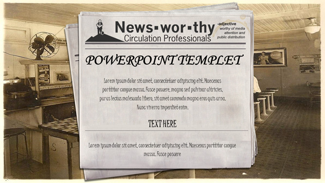 创意设计感做旧报纸复古欧美风PPT模板-大怪兽分享