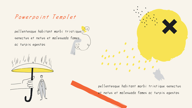 创意时尚插画简笔画PPT模板-大怪兽分享