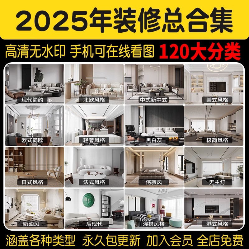 2025装修设计效果图纸家装房子三居室小户型房屋室内客厅全屋素材-大怪兽分享