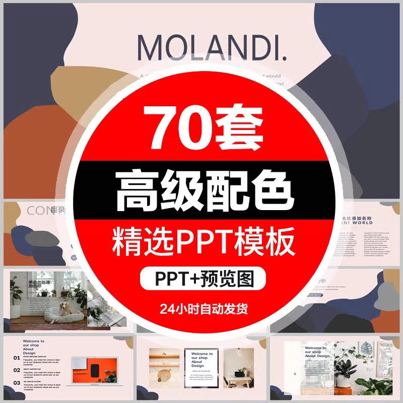 高级感配色系PPT模板温柔线条风格简约商务业工作总结汇报计策划-大怪兽分享