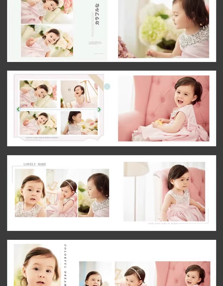 图片[2]-清新文艺简洁百天儿童相册影楼排版宝宝满月照片写真PSD模板素材-大怪兽分享