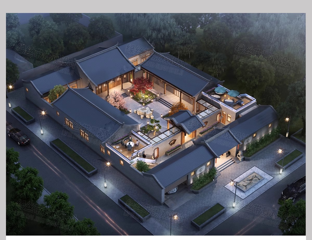 图片[2]-新 中式四合院建筑民宿豪宅别墅乡村自建房院子效果图CAD施工图纸-大怪兽分享