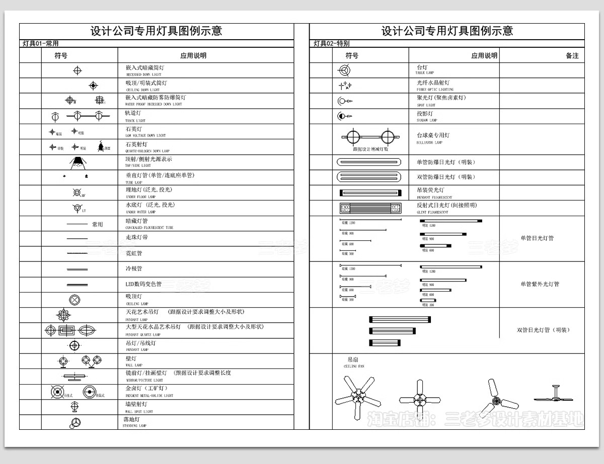 图片[2]-灯具图例cad图库吊灯办公灯具工装家装施工图纸说明设计素材规范-大怪兽分享