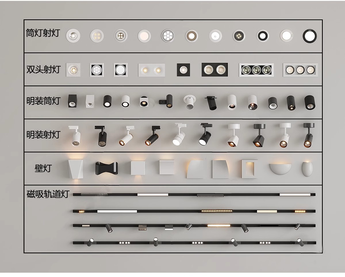 图片[4]-现代筒灯轨道射灯线条磁吸坎内嵌灯条双头舞台展示草图大师SU模型-大怪兽分享
