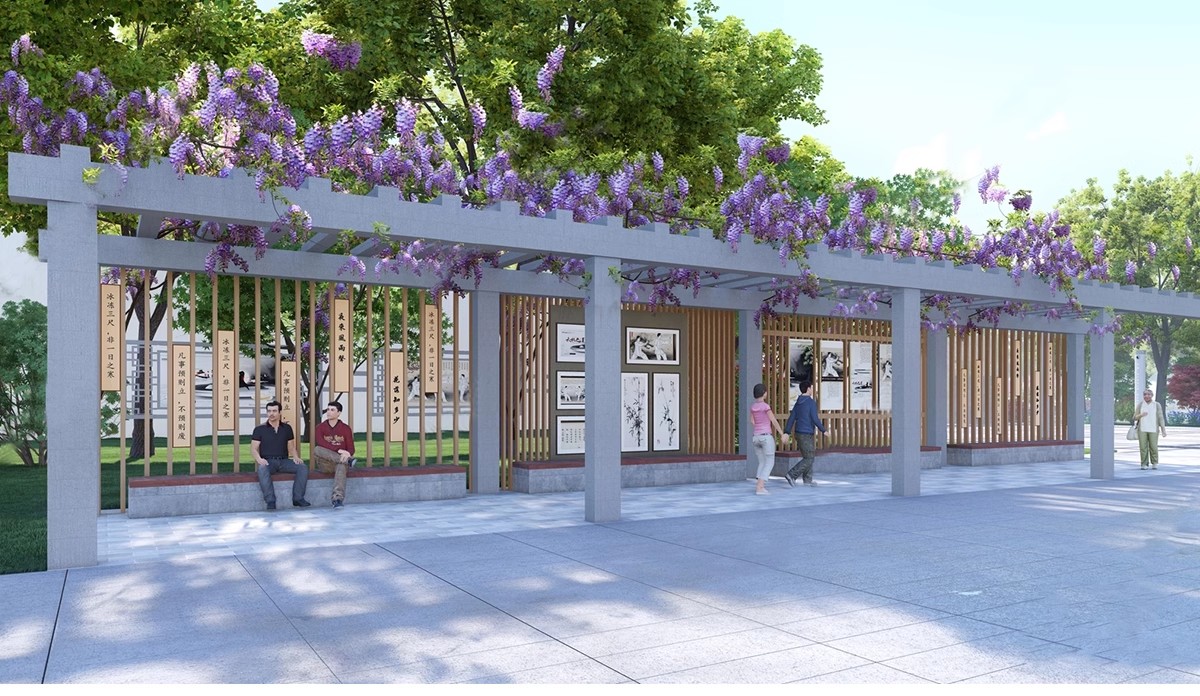 图片[4]-240套，2025新中式学校公园广场艺术文化长廊廊架宣传栏草图大师SU模型库-大怪兽分享