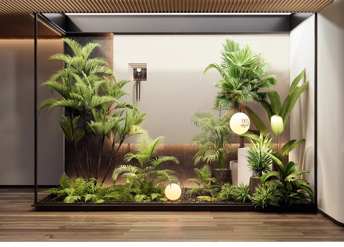 图片[4]-室内造景SU模型现代禅意新中式日式庭院小品别墅天井植物草图大师-大怪兽分享