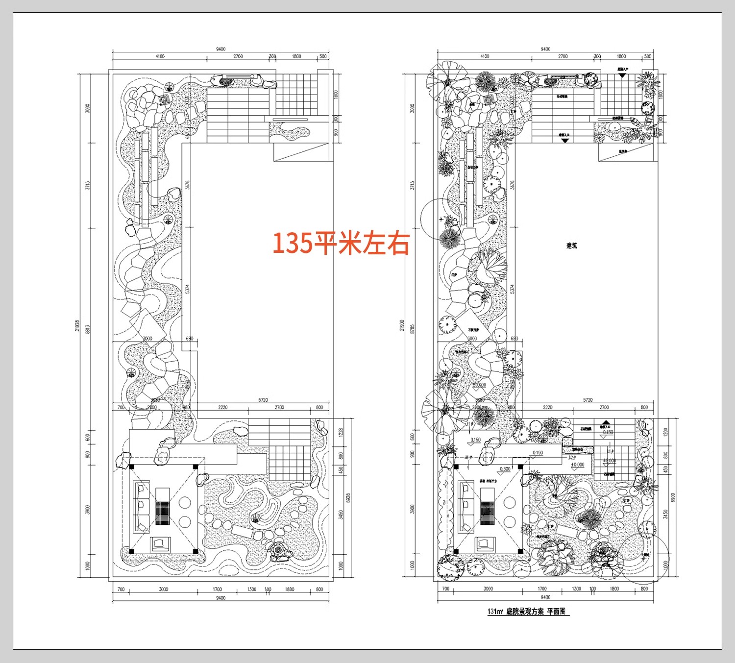 图片[3]-屋顶花园露台别墅庭院 平面方案设计乡村院子苗木表种植CAD施工图-大怪兽分享