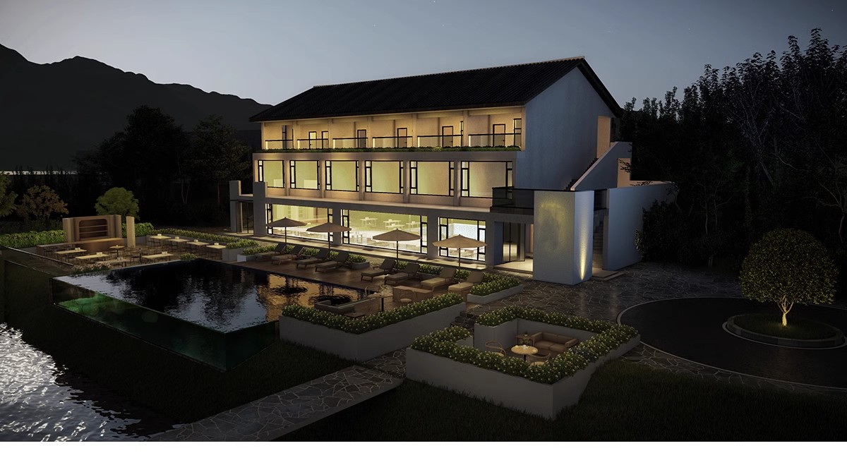 图片[2]-民宿酒店建筑CAD施工图 总平面布局图立面乡村客栈设计图纸效果图-大怪兽分享