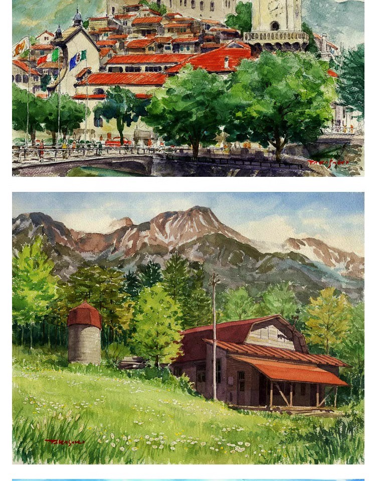 图片[3]-唯美水彩手绘古风插画花卉建筑配饰装饰图案JPG图片海报合成素材-大怪兽分享