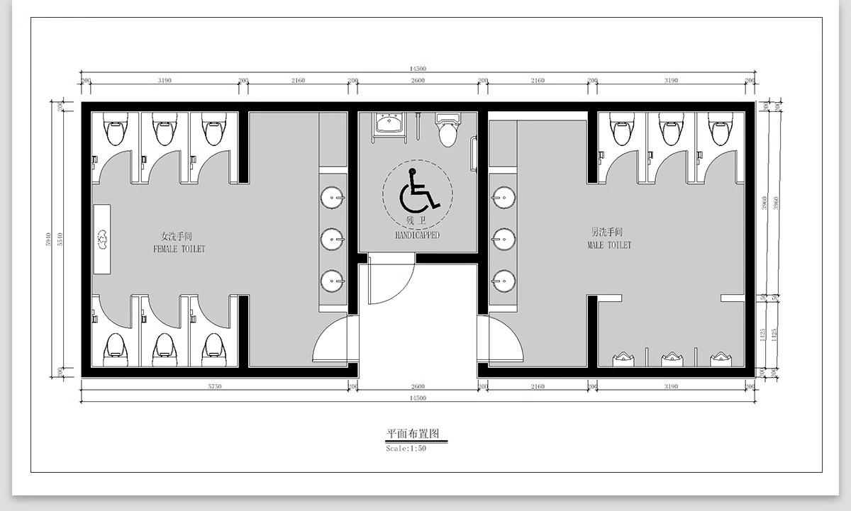 图片[3]-180套，厕所公厕建筑公共卫生间CAD施工图 户外洗手间平面布置方案布局图-大怪兽分享